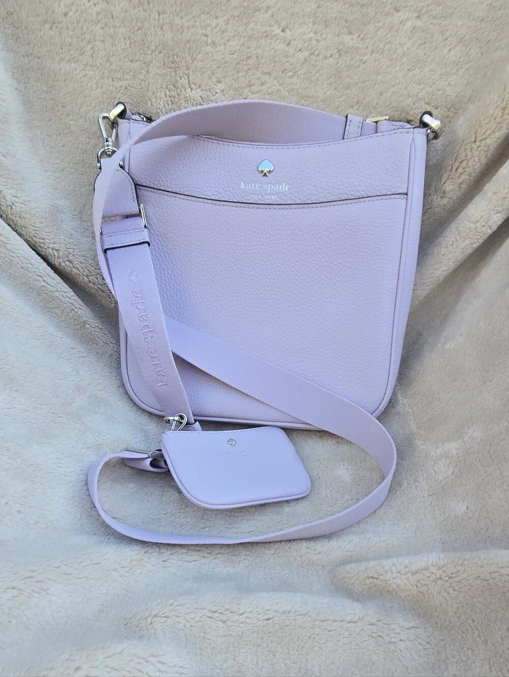 *NOT FOR SALE* NWOT Kate Spade ♤ Frozen Lilac Leather Crossbody & Pouch ♤♤♤ - Picture 3 of 11